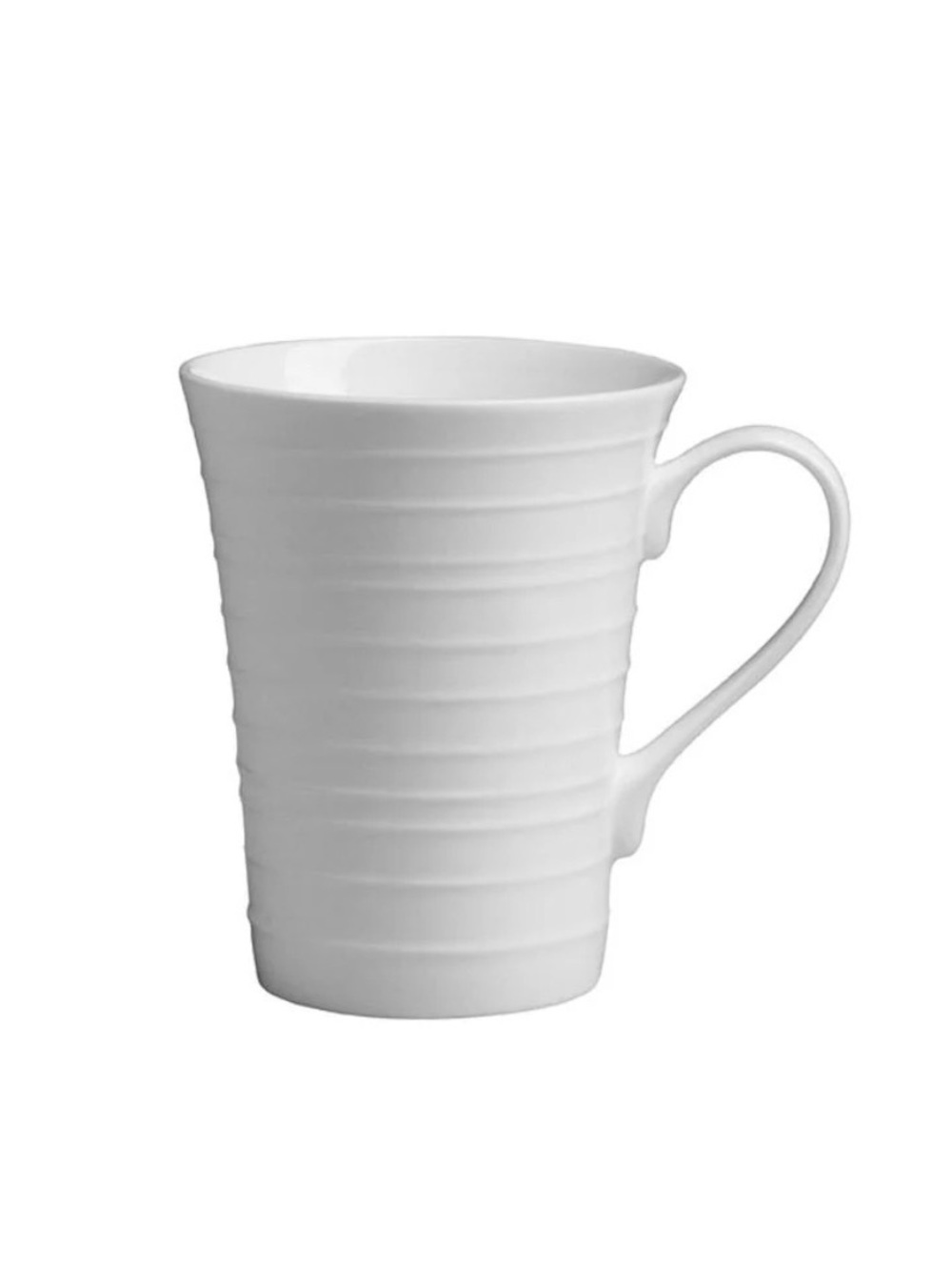 Mikasa White Ribbed Ceramic Mugs. Set of 5